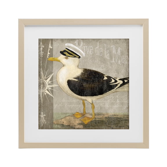 Stupell Industries Rustic Lodge Little Maritime Seagull Birch Framed Print Under Glass, 13 x 13, by Suzanne Nicoll