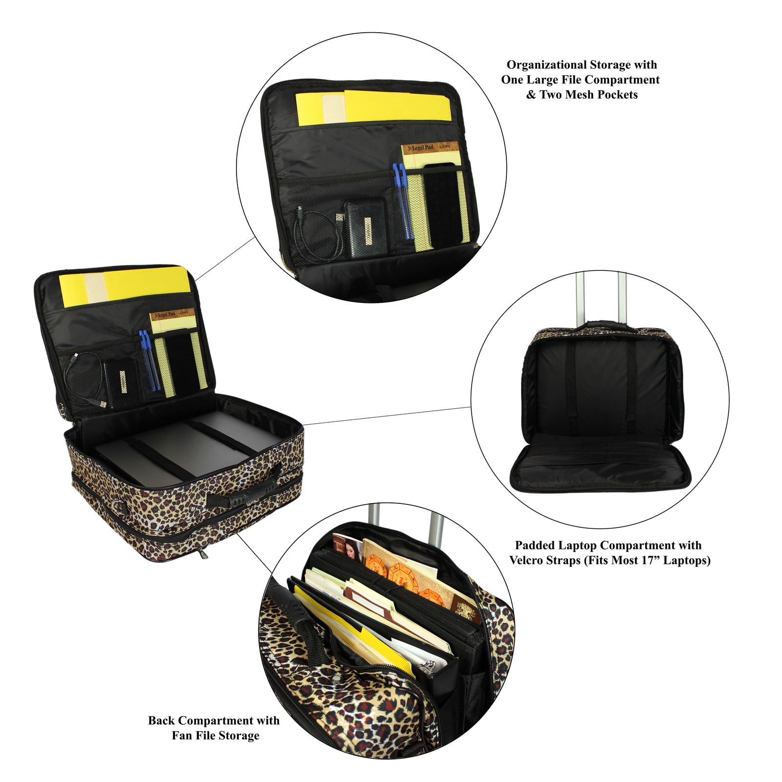 World Traveler Rolling 17-inch Laptop Case - Leopard