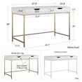Ameriwood Home Jordyn Computer Desk with 2 Drawers, White Finish
