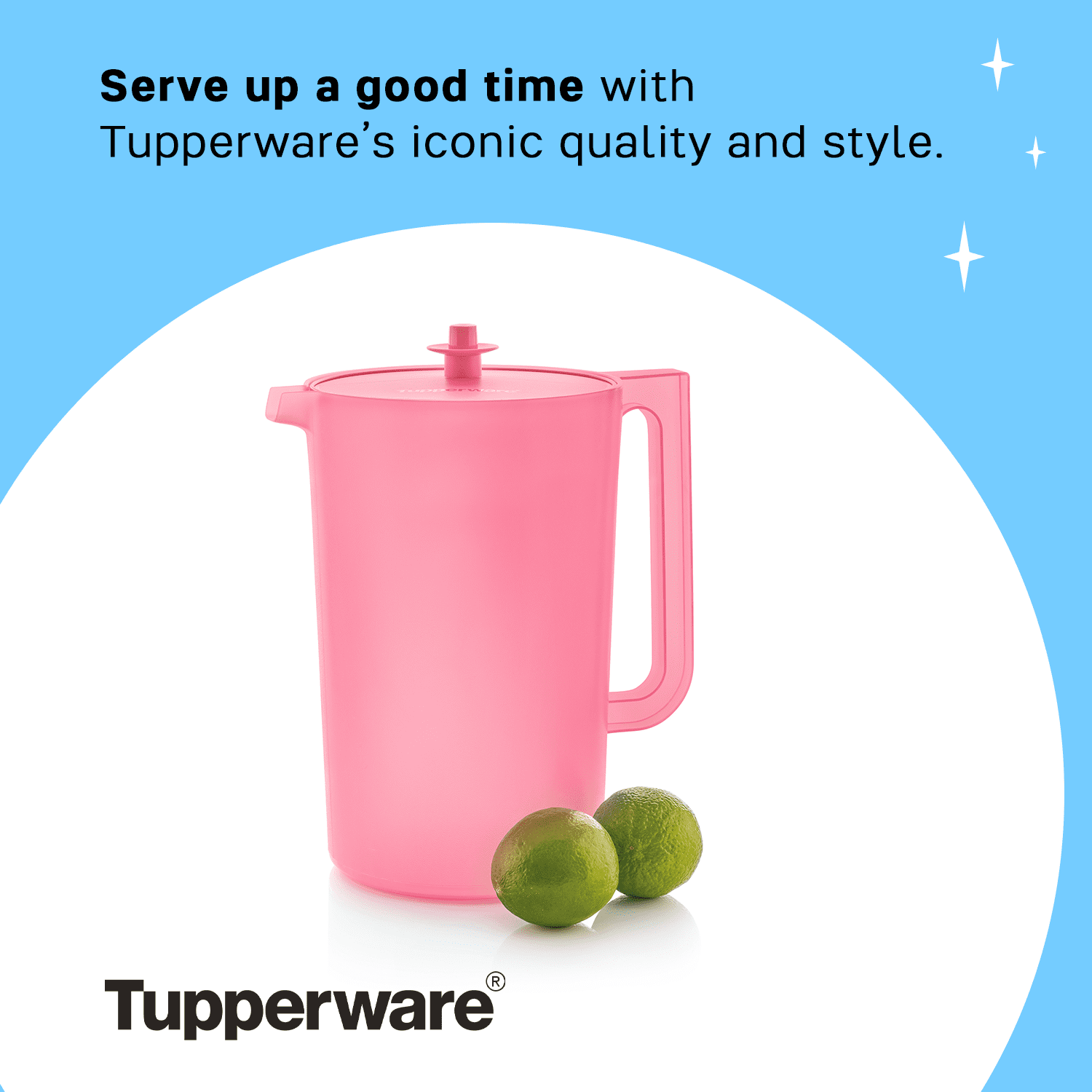 Tupperware Heritage 1 Gallon Plastic Pitcher with Lid, Pink