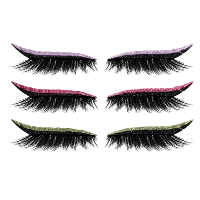 3 pares de pegatinas de delineador de ojos y pestañas reutilizables E Zulema Delineador de ojos pegatinas de pestañas