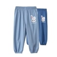 thumbnail image 1 of 2-8Y Toddler Baby Girl Casual Pants Rabbit Embroidered Print Spring Summer Lightweight Denim Style Long Pants Light Blue, 1 of 2