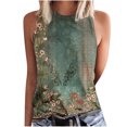 thumbnail image 2 of ICHUANYI Clearance Women's Sleeveless Summer Casual Tops Round Neck Printing Sleeveless Vest Tops(Green, XXL) ICHUANYI WER2023081506149, 2 of 5