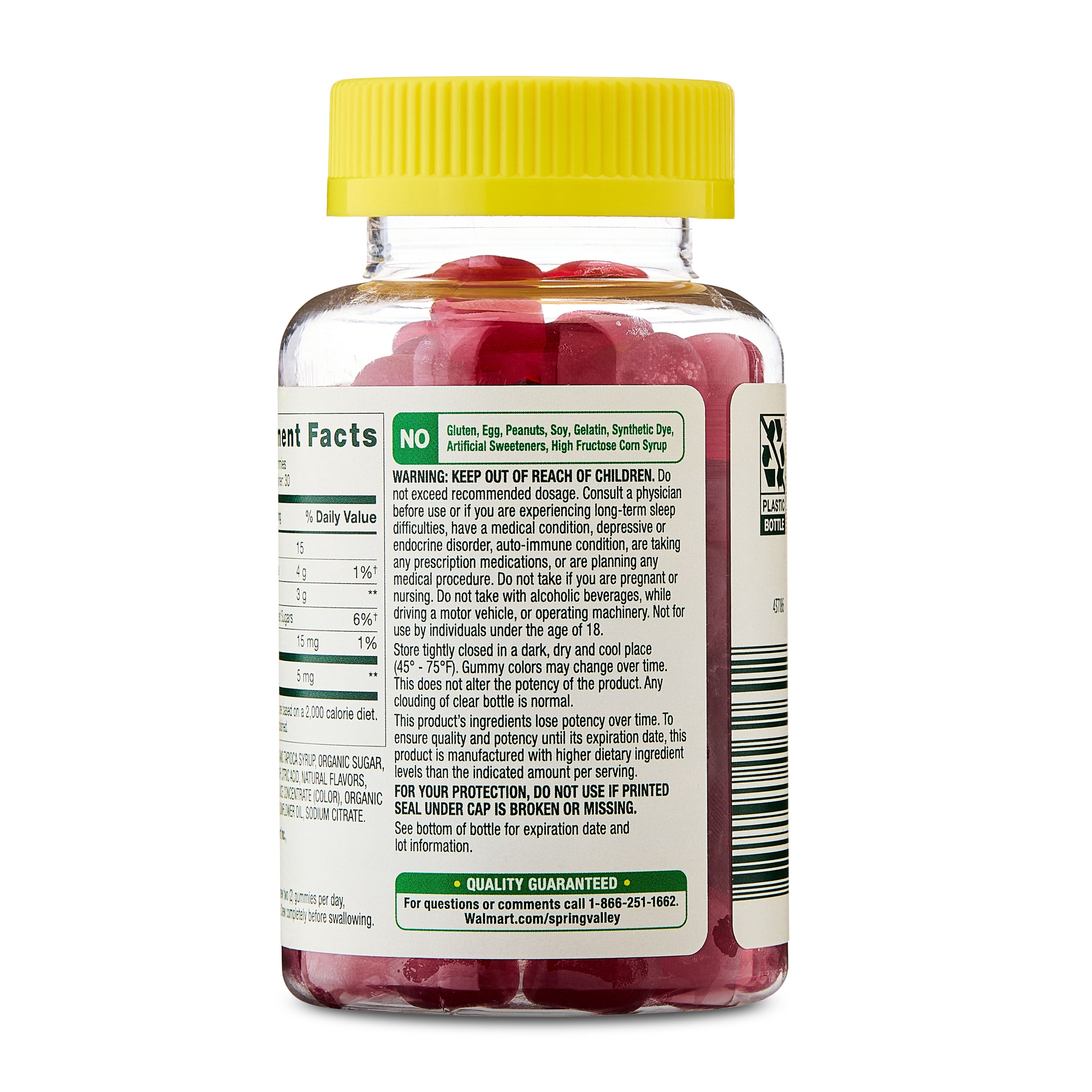 Spring Valley Melatonin Dietary Supplement Gummies, Strawberry, 5 mg, 60 Count