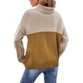 thumbnail image 6 of hirigin Women Sweater, Long Sleeve Turtleneck Contrast Color Knit Pullover for Casual Daily, 6 of 8