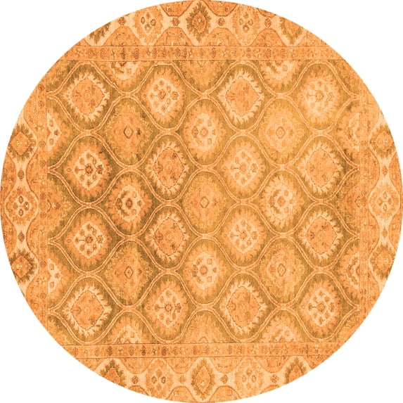 Ahgly Company Indoor Round Oriental Orange Traditional Area Rugs, 3' Round