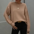 thumbnail image 5 of IROINNID Reduced Womens Sweater Round Neckline Pullover Sweater Solid Color Loose Short Length Long Sleeve Knitting Thick Needle Twisted Rope Sweaters Blouse, 5 of 8