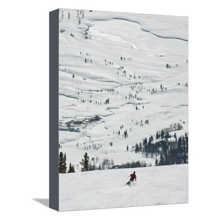 Skier at Jackson Hole Ski, Jackson Hole, Wyoming, United States of America, North America Stretched Canvas Print Wall Art By Kimberly