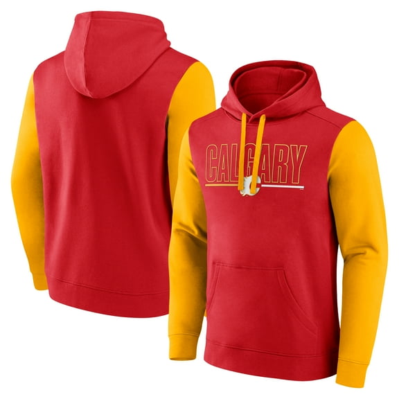Men's Logo Athletic Red Calgary Flames Deliver Fleece Pullover Hoodie