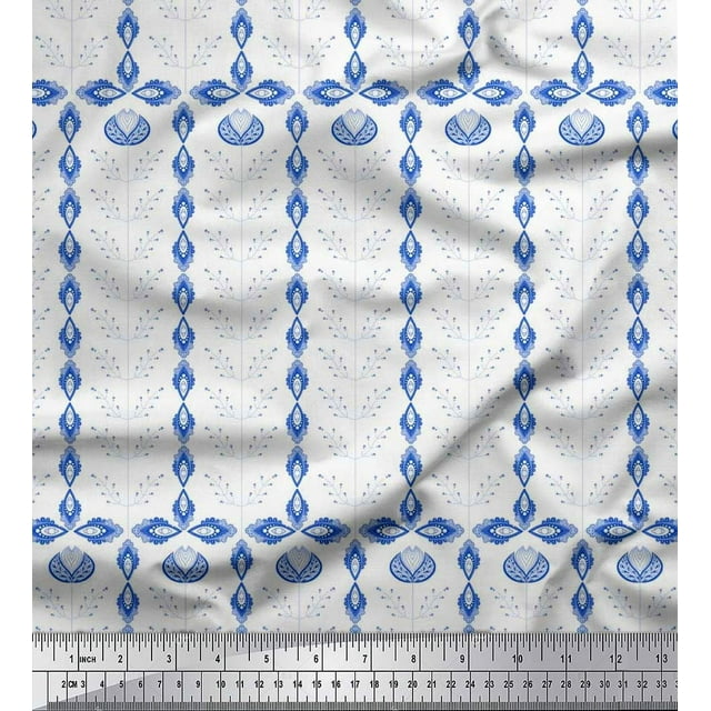 Soimoi Rayon Fabric Artistic Leaves Decor Fabric Printed Yard 56 Inch Wide