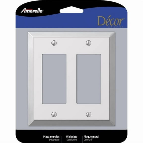 3-PK Amerelle Century Polished Chrome 2 gang Stamped Steel Rocker Wall Plate