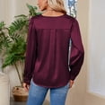 thumbnail image 3 of AherBiu Satin Tops for Women Dressy Casual Long Sleeve Shirt Elegant Ladies V Neck Formal Tops Blouse, 3 of 4