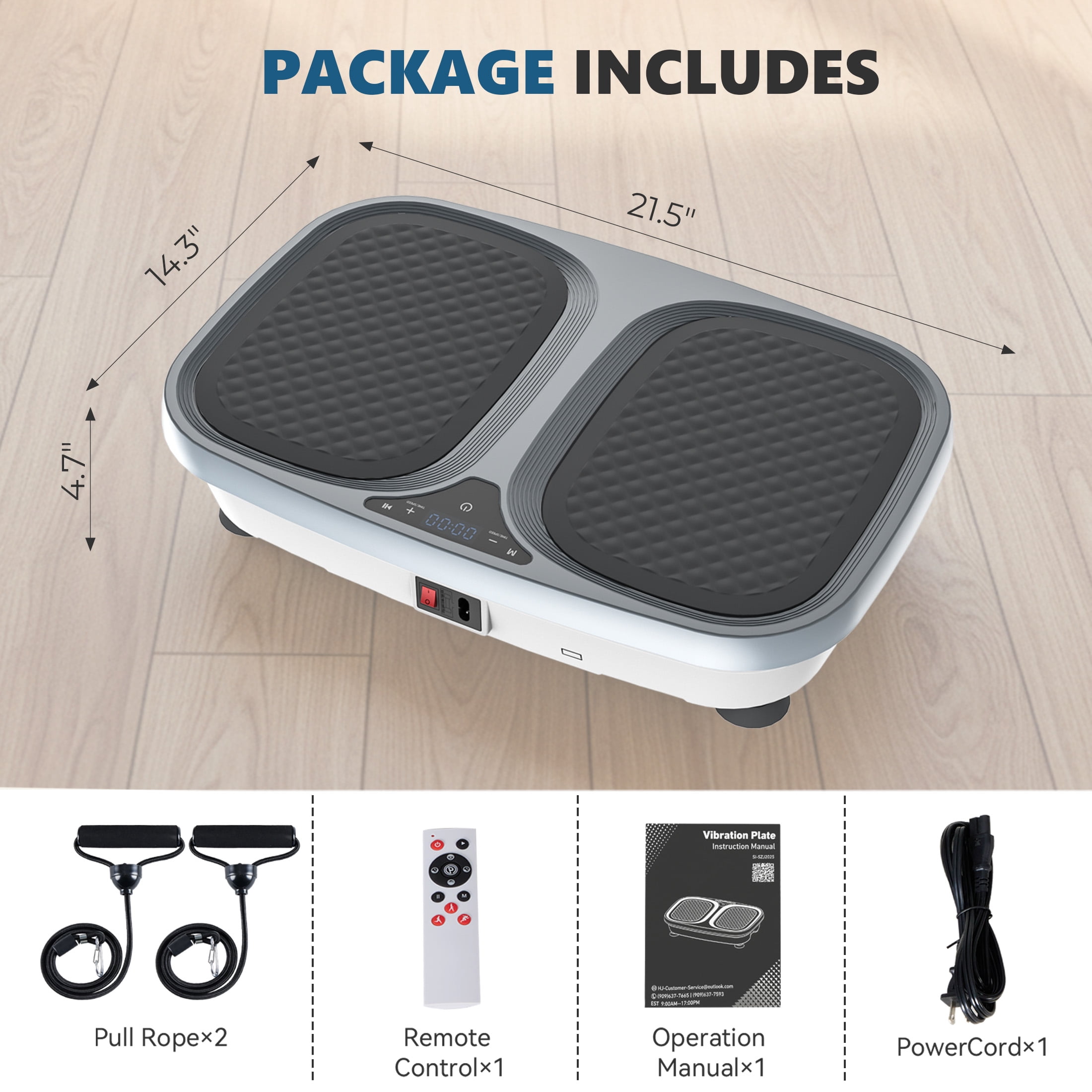 SHOUFTW Vibration Plate, Vibrating Platform Exercise Machines, Whole Body Fitness Machine for Weight Loss, Toning & Wellness for Home Gym, Gray