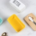 thumbnail image 3 of Ceramic Butter Dish Butter Keeper Container Rectangle Butter Dish Butter Cutting Storage Box, 3 of 9