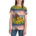 thumbnail image 3 of Wukai Horse Sunflowers Youth Unisex Short Sleeve T-Shirt for Boys, Girls, Teens, and Kids-Large, 3 of 7