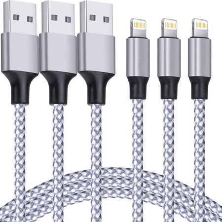 3 Pack iPhone Charger Cable, 6FT iPhone Fast Charger, Apple MFi Certified USB-A to Lightning Fast Charger for iPhone, iPad, Gray