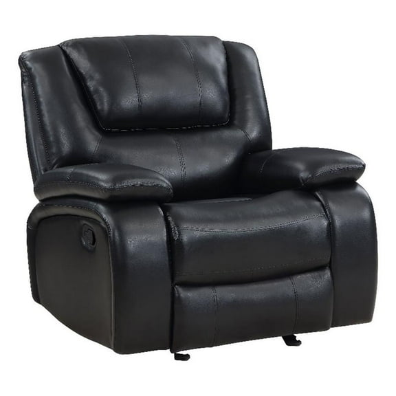 Pemberly Row Faux Leather Upholstered Glider Recliner Chair Black