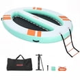 thumbnail image 1 of VEVOR Inflatable Floating Dock, 10x8 FT Round Inflatable Dock Platform, Non-Slip Water Air Mat with Portable Carrying Bag & Detachable Ladder, Floating Water Platform Island Raft for Pool Beach Ocean, 1 of 9