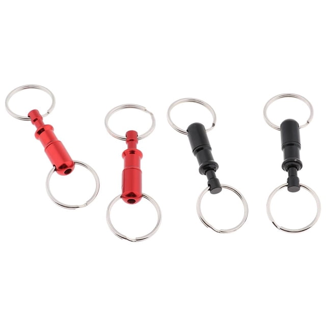 Llavero desmontable de 4 piezas, llavero extraíble de liberación rápida, rojo + negro