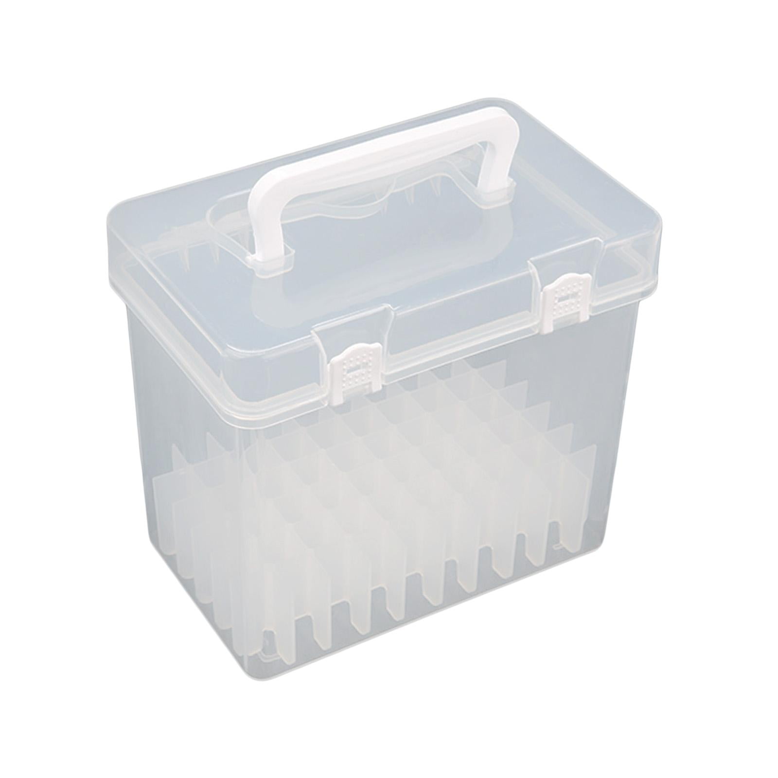 Clear Marker Pens Storage Box Empty Durable Portable with Grids Art Organizer Crafts with Handle for Home Decor 60 Grids