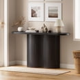 thumbnail image 4 of 57-Inch Mid Century Accent Sofa Table, Tambour Waterfall Design Console Table Behind Couch, Black, 4 of 8