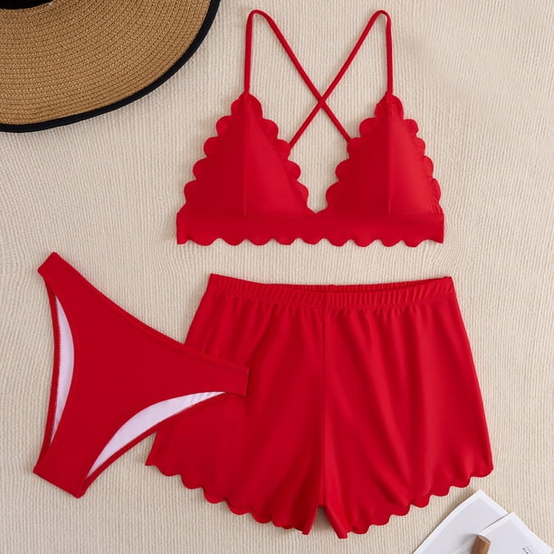 Trajes de baño para mujer Traje de baño de tres piezas para mujer con cordón Traje de baño de dos piezas para playa Trajes de baño para mujer Trajes de baño para mujer Trajes de baño de moda de playa