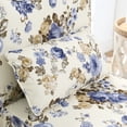 thumbnail image 6 of LUCKHAO  Retro Single Chair with Flower Pattern and Wave-Shape Edge, Flannel Upholstered Armless Sofa Chair with Seat Cushion and Pillow for Living Room, Bedroomc, 6 of 10