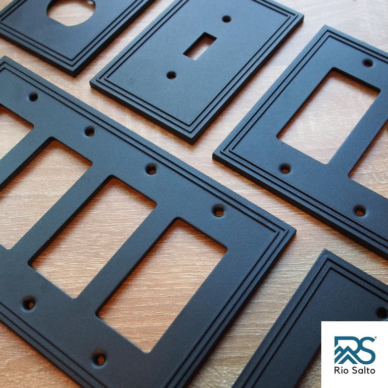 Modern Edge Decorative Wall Plate – Durable Solid Zinc Alloy Switch Plate & Outlet Cover (Toggle/Duplex, Matte Black)