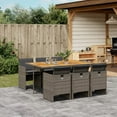 thumbnail image 1 of vidaXL 7 Piece Garden Dining Set with Cushions Grey Poly Rattan, 1 of 5