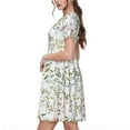 thumbnail image 2 of Picia Aerial Flora Pattern Women's Short Sleeve Summer Dress Pleated Loose Swing Knee Length Short Sleeve Swing Dresses, 2 of 6