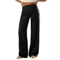 thumbnail image 2 of MLCDZ Women's High Waisted Pinstripe Wide Leg Loose Pants Side Drawstring Flowy Stretchy Dress Pants Casual Work Trousers with Pockets, 2 of 7