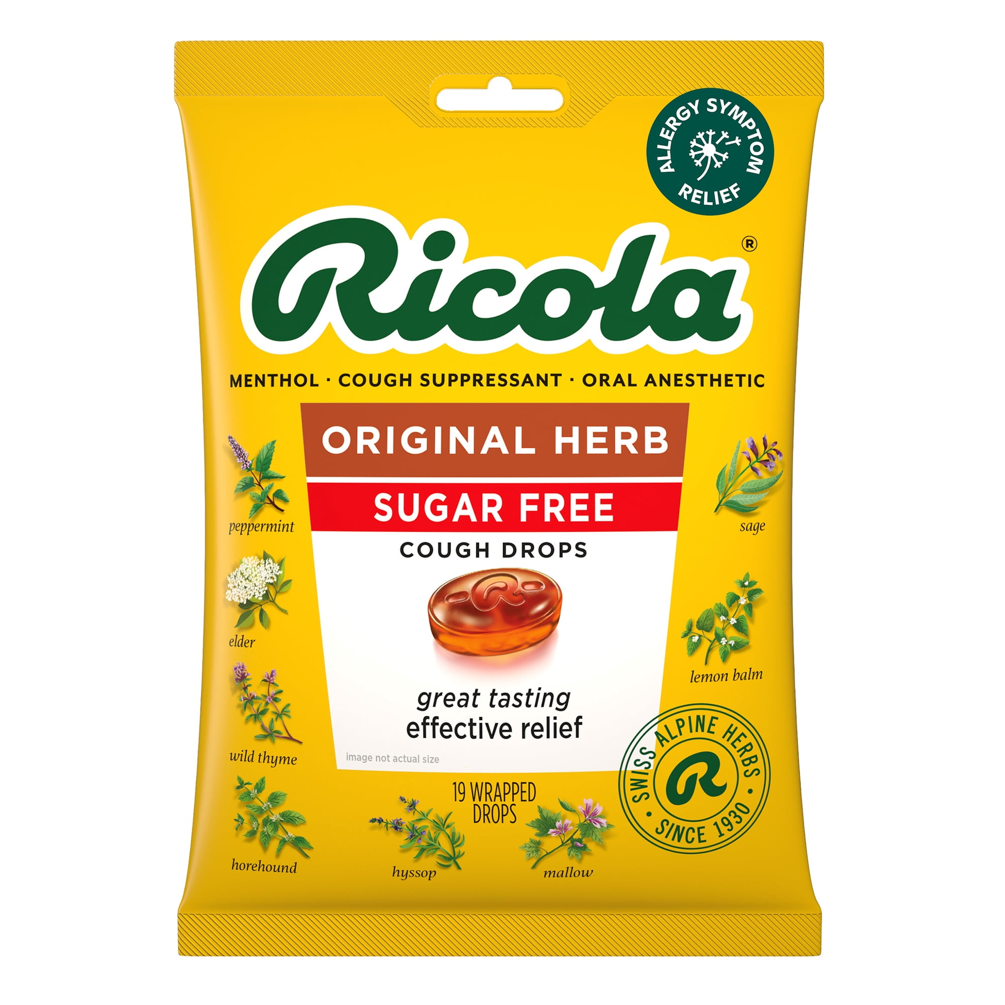 Ricola Sugar-Free Swiss Herb Soothing Cough Drops for Throat Relief, 19 Count