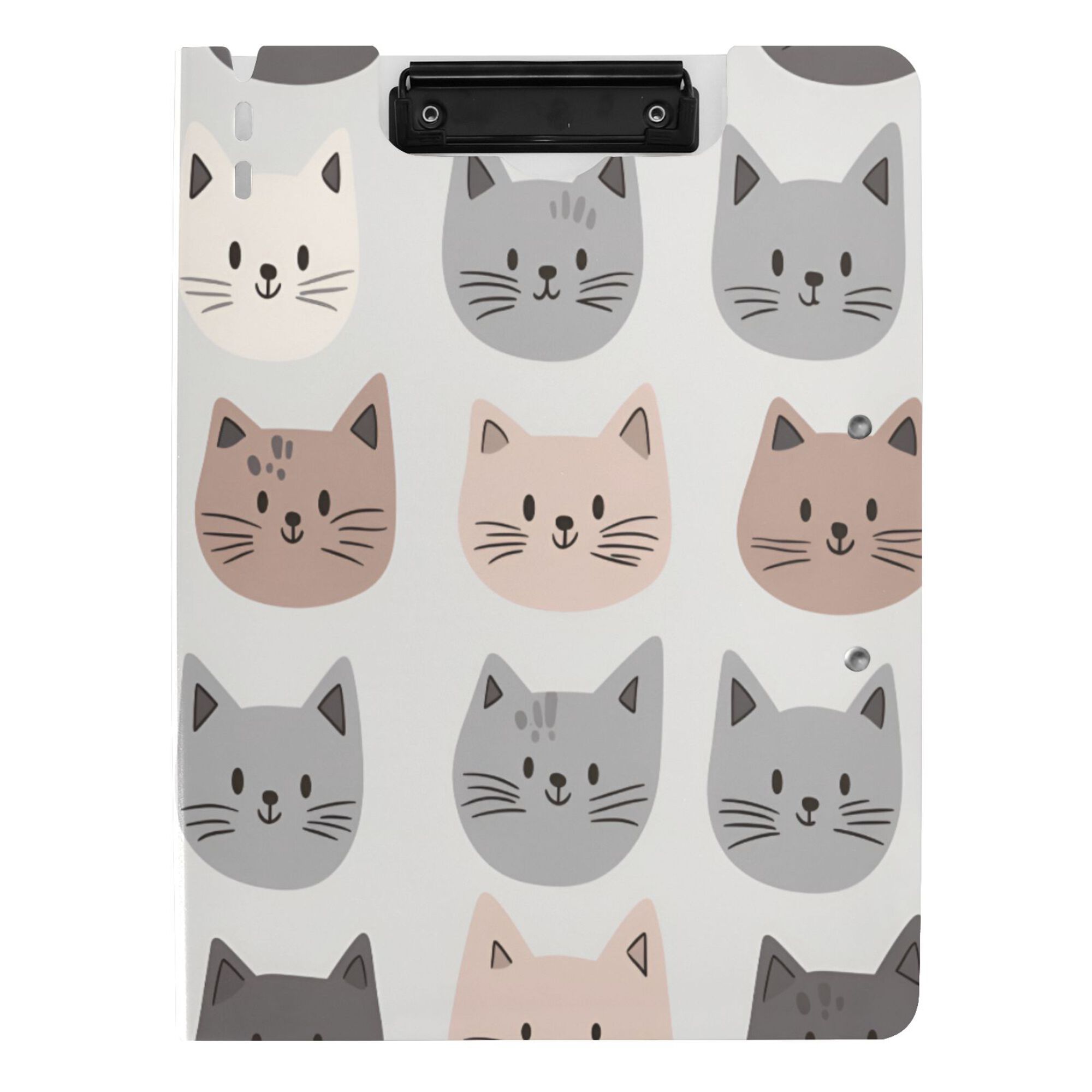 FORMRS A4 Clipboard Folder with Pen Holder Horizontal Foldable School Office Binder, Gray Cat Pattern