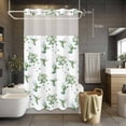 thumbnail image 5 of No Hook Summer Botanical Shower Curtain with Snap in Liner Set, Green Spring Floral Birds Watercolor Waterproof Fabric Bathroom Curtains with See Through Top Window, Hotel Style Small 36 x 72 Inch, 5 of 9