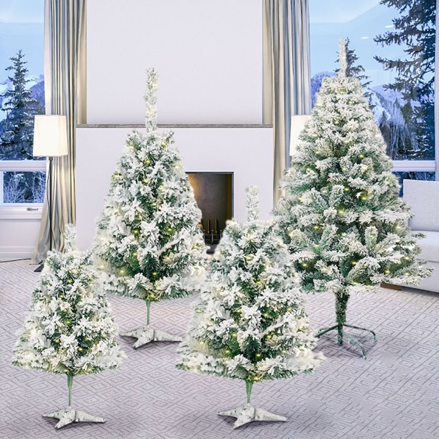 Artificial Christmas Tree with Hinged Branches - Easy Setup Flocked PVC Tree for Home, Office & Holiday Decor