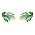 thumbnail image 4 of Womens Floral Thick Plastic Foliage Oval Retro Fashion Plastic Sunglasses Green Beige - Green, 4 of 8