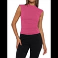 thumbnail image 1 of Camisetas Básicas Sin Mangas para Salir de Mujer, Cuello Alto, Ropa de , Camisetas Lindas Sin Mangas, Conjuntos de Verano Y2K. Rosa Roja L, 1 of 8