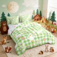 thumbnail image 3 of Erosebridal Goose Queen Bedding for Girls, Green Gingham Bedding Comforter Set Queen, Stars Reversible 7pcs, 3 of 6