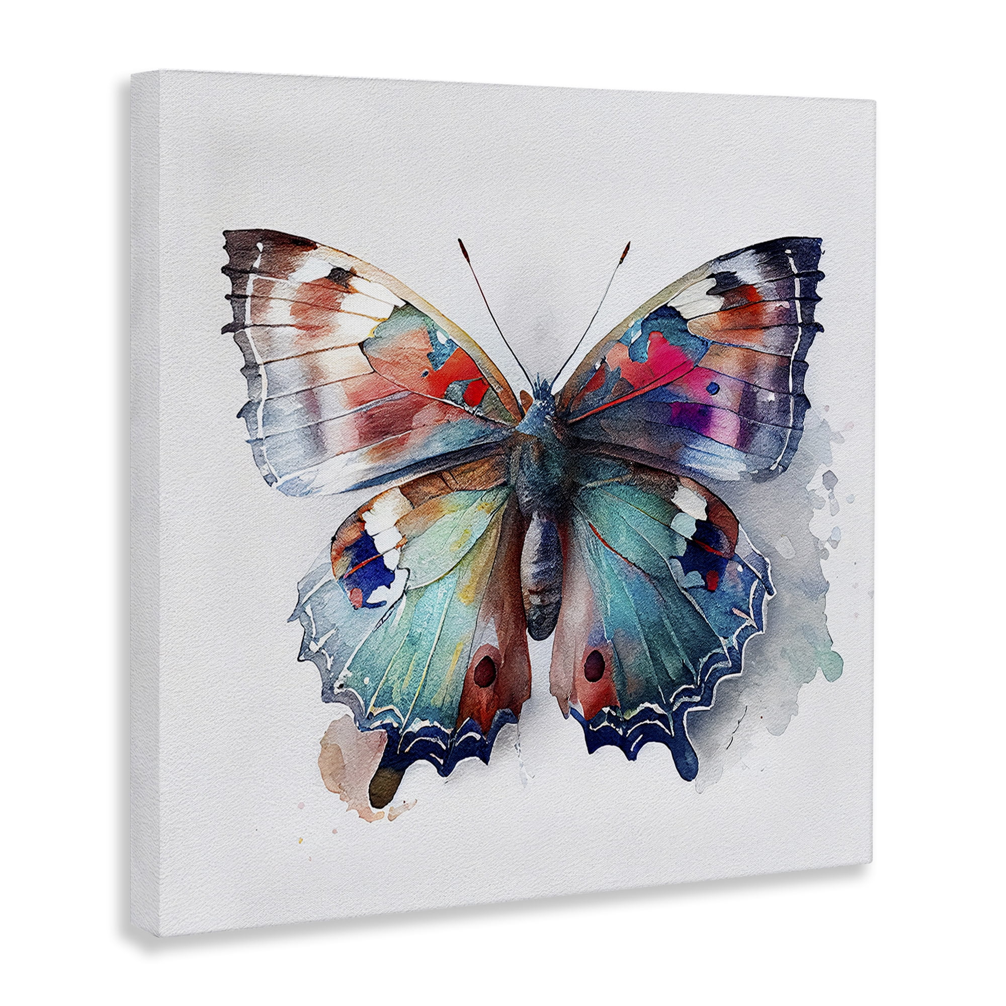 Stupell Industries Modern Splash Butterfly Animals & Insects Painting Gallery Wrapped Canvas Art Print Wall Art, 17 x 17