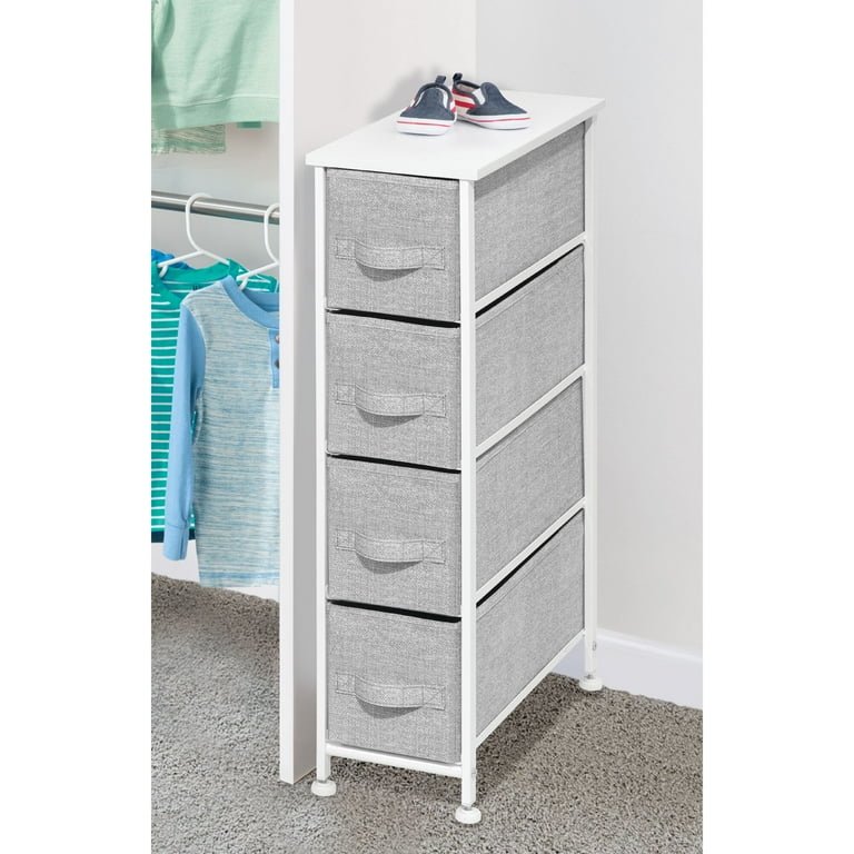 mDesign 4-Drawer Tall Fabric Dresser with Wood Handles