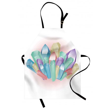 Amethyst Apron  Natural Uncut Minerals Crystals Gems and Diamonds Pattern Colorful Illustration  Unisex Kitchen Bib with Adjustable Neck for Cooking Gardening  Adult Size  Multicolor  by Ambesonne
