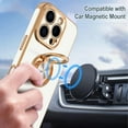 thumbnail image 5 of for iPhone 16 Pro Max Case with Ring Stand, 360° Rotatable Ring Holder Magnetic Kickstand, Plating Rose Gold Edge Soft Cover Protective Phone Case for iPhone 16 Pro Max 6.9", White, 5 of 7
