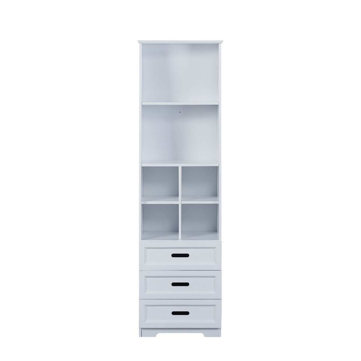 Kids Furniture Kids Funnel White Bookcase Book Shelf Storage Unit with Book Display/Organizer Drawers - Classic White Color,Baby Furniture