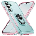 thumbnail image 2 of For Samsung Galaxy S26+ 5G Case With 360° Rotation Metal Ring Holder【Magnetic Car Mount】Shockproof Rugged Full Body Protection Heavy Duty Dust/Drop Proof Cover Case​,Green&Pink,For Galaxy S26+(5G), 2 of 9