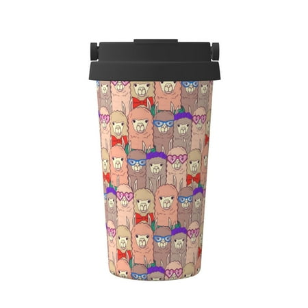 

Tebeau Cute Lamas Print Travel Coffee Mug Insulated Coffee Cup with Leakproof Lid Coffee Tumbler Reusable Coffee Cups with Seal Lid