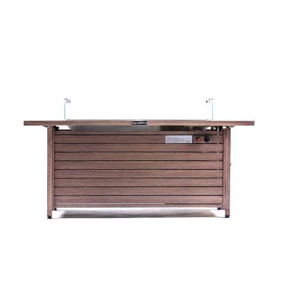 Legacy Heating 57 Inch x 56.7 Inch Rectangular 50000 BTU Fire Pit Table with Glass Wind Guard, Cover and Table Lid