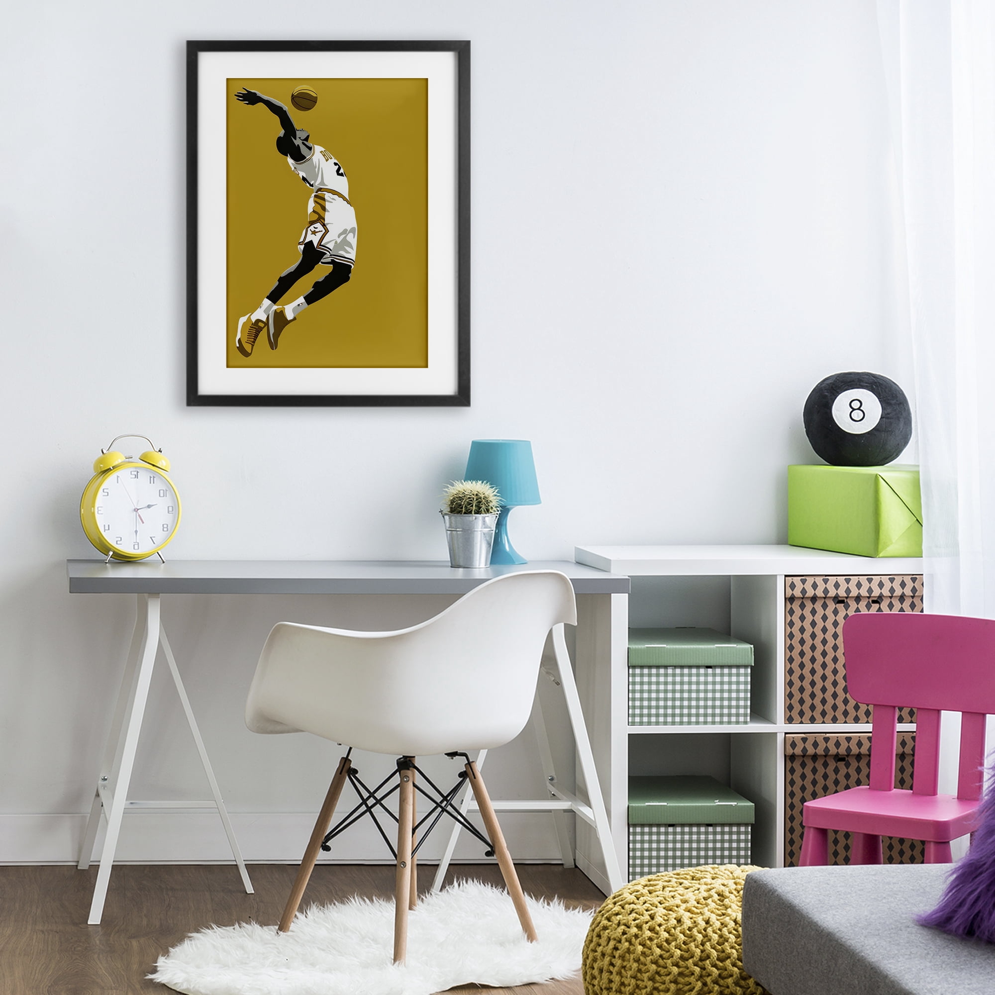 Stupell Industries Iconic Basketball Dunk Black Framed Print Under Glass, design by Ray Powers