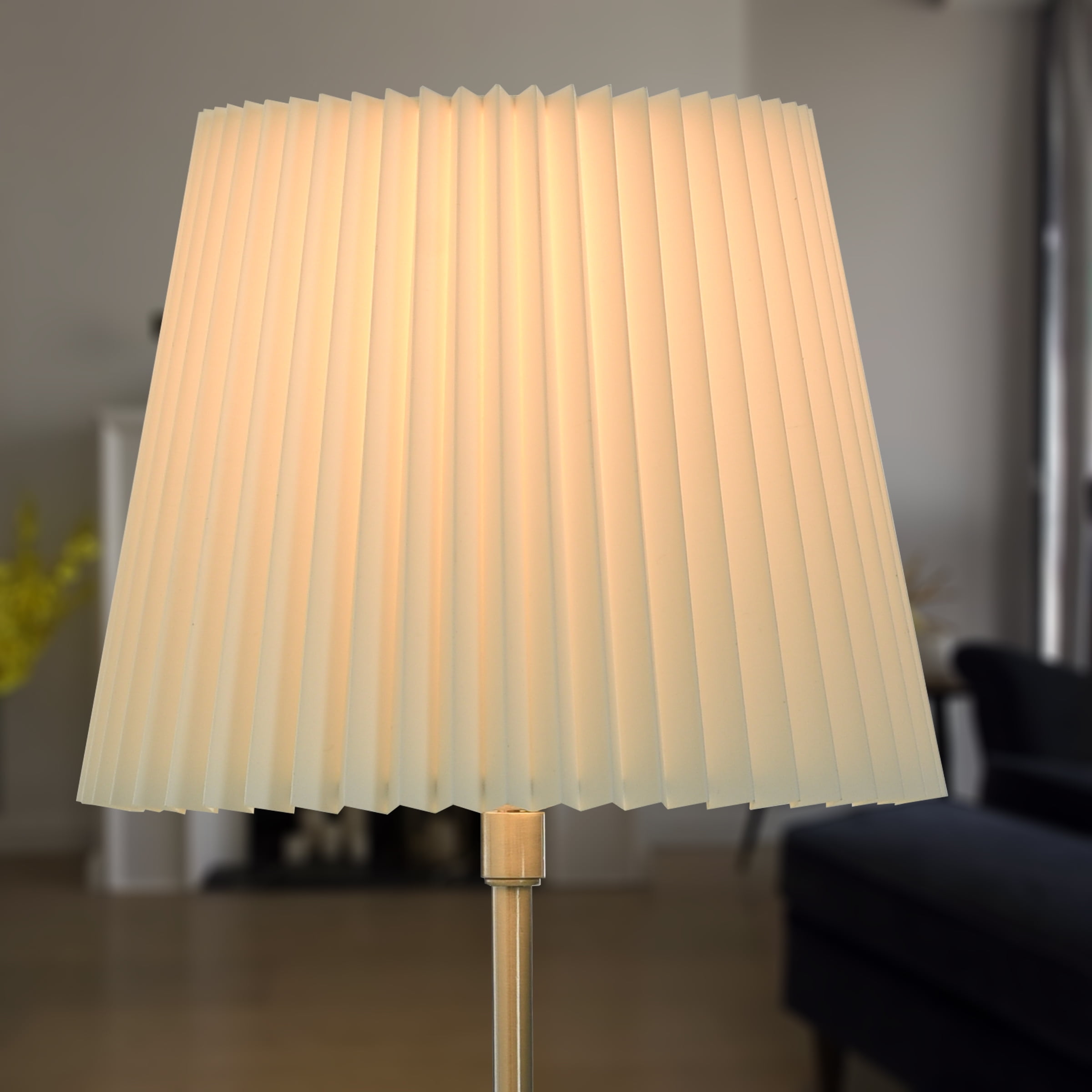 Better Homes & Gardens Knife Pleat Accent White Fabric Lamp Shade, 10"L x 10"W x 8"H