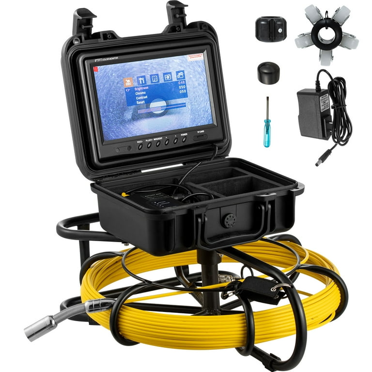 VEVOR Sewer Camera 100ft/30m, 9 in Color LCD Monitor Pipeline Inspection  Camera with DVR Function,Waterproof IP68 Pipe Camera with 6PCS LEDs  Industrial Camera 