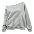 thumbnail image 4 of hoksml Everyday Essential Off Shoulder Pullover Women's, Drop Shoulder Long Sleeve Sweatshirt with Rib Cuffs and Relaxed Fit, 4 of 6